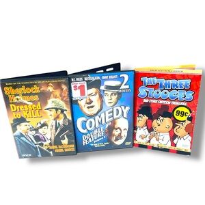 Classic Oldies DVD Lot Sherlock Holmes Three Stooges Comedy Bundle